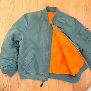 Alpha Industries MA-1 Bomber Jacket Mens 3XL Sage Green Slim Fit Fair Condition